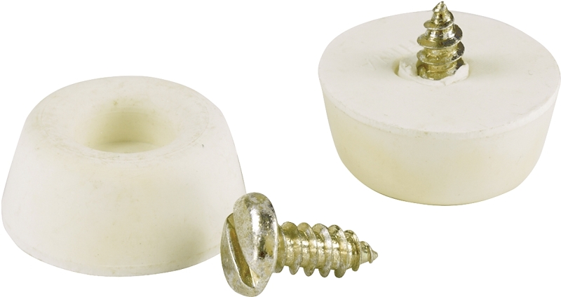 Shepherd Hardware 9131 Surface Guard Screw-On Door Bumper, 7/8 in, Round, Rubber, White, Pack of 6