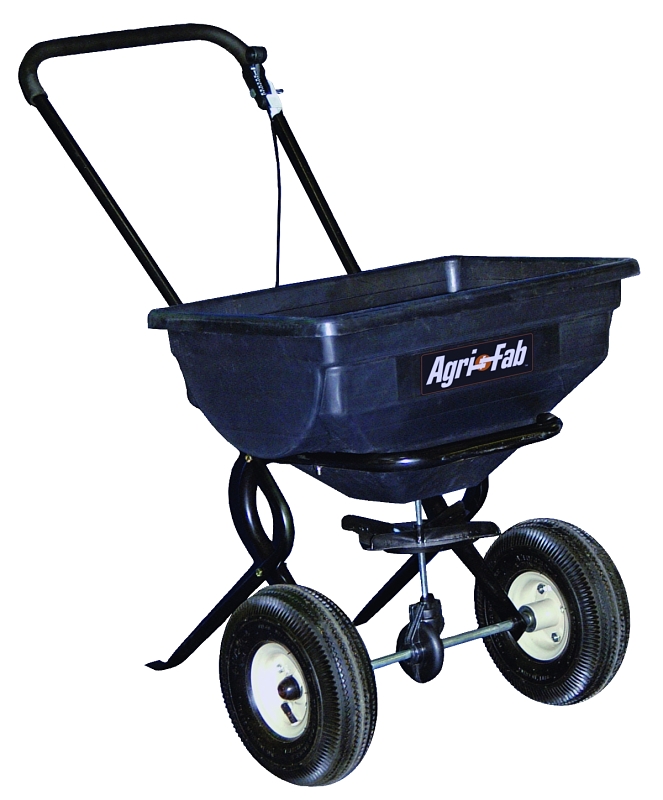 Agri-Fab 45-0388 Broadcast Spreader, 14,200 sq-ft Coverage Area, 8 to 10 ft W Spread, 85 lb Capacity, Polyester Hopper