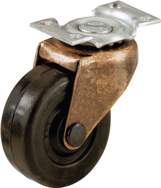 Shepherd Hardware 9348 Medium-Duty Caster, 1-5/8 in Dia Wheel, Rubber Wheel, Black, 70 lb