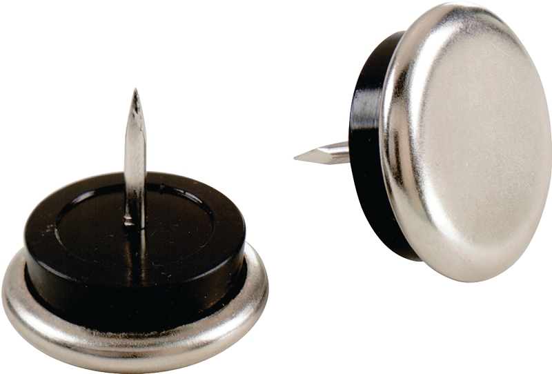 Shepherd Hardware 9099 Nail-On Furniture Glide with Satin Nickel Base, Nickel, Silver, 7/8 in Dia Dimensions, Pack of 6