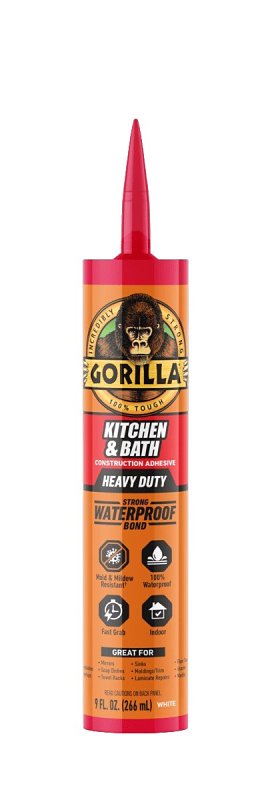 Gorilla 117193 Heavy-Duty Construction Adhesive, White, 9 oz Cartridge