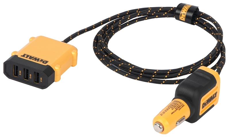 DEWALT 141 0475 DW2 USB Charger, 6 ft L Cord, Black/Yellow