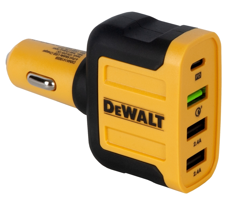 DEWALT 141 9009 DW2 USB Charger, 2.4 A Charge, Black/Yellow