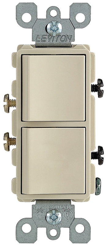 Decora R51-05634-0IS Combination Switch, 15 A, 120/277 VAC, SPST, Side Wire Terminal, Thermoplastic Housing Material