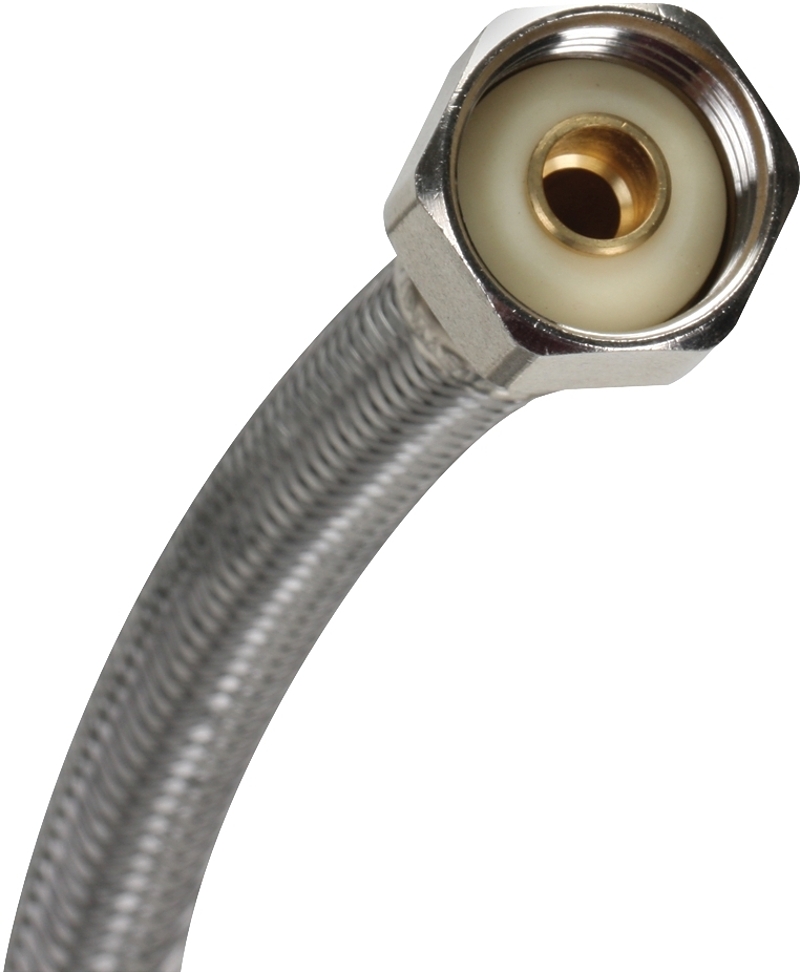 Fluidmaster 1FV36 Water Supply Connector, 3/8 in Inlet, Compression Inlet, 1/2 in Outlet, FIP Outlet, Vinyl Tubing