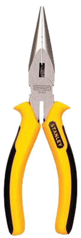 STANLEY 84-031W Nose Plier, 6 in OAL, 14 AWG Cutting Capacity, 1-1/4 in Jaw Opening, Black/Yellow Handle, 13/16 in W Jaw