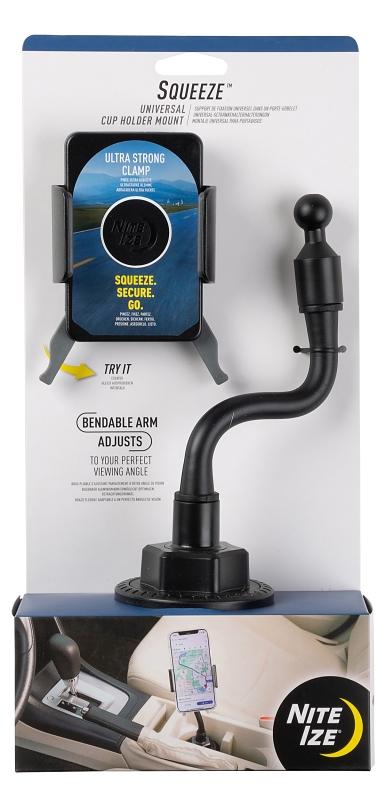 Nite Ize Squeeze SUCH-01-R8 Universal Cup Holder Mount, Cup Holder Mounting