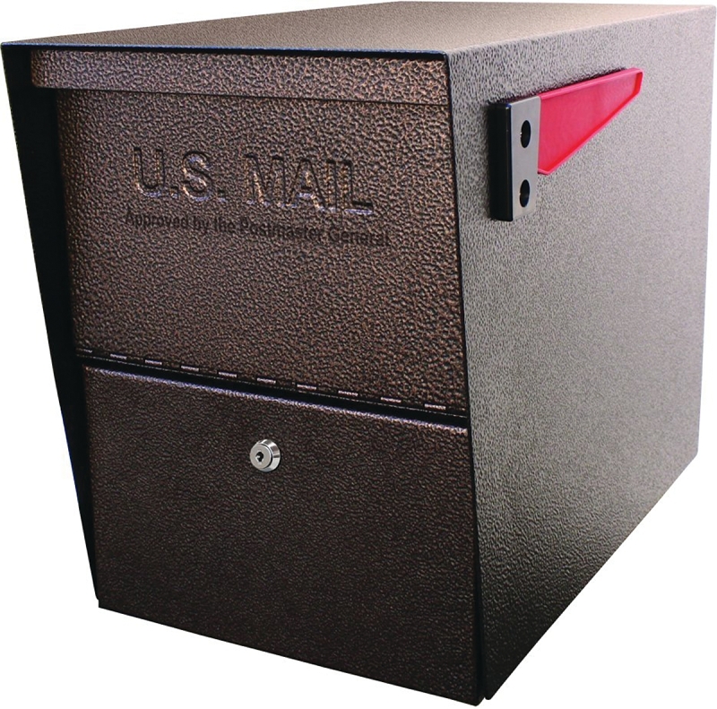 Mail Boss Packagemaster Series 7208 Locking Curbside MailBox, Steel, Bronze/Galvanized, 11-1/4 in W, 21 in D, Bronze