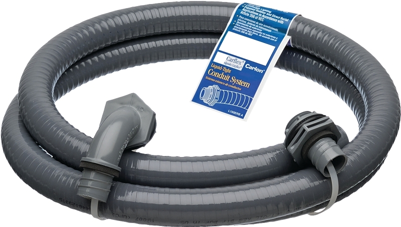 Carlon 150DRB Flexible Conduit, 1/2 in, 6 ft L, PVC, Gray
