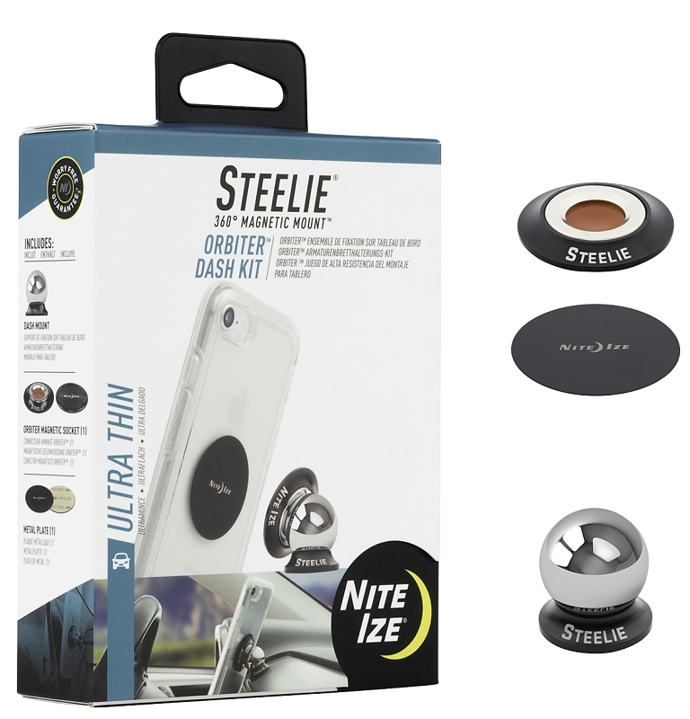 Nite Ize Orbiter STODK-01-R8 Dash Mount Kit, Metal, Black/Silver, Dash Mounting