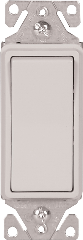 Eaton 7500 Series 7513W-BOX Rocker Switch, 15 A, 120/277 V, 3-Way, Back, Push Wire Terminal, White