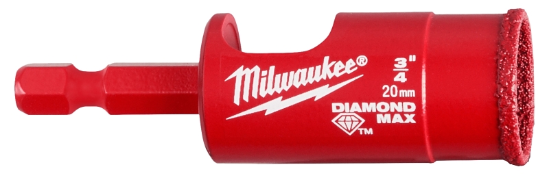 Milwaukee Diamond MAX 49-56-0515 Hole Saw Bit, 3/4 in Dia, 1/2 in D Cutting, Diamond Cutting Edge