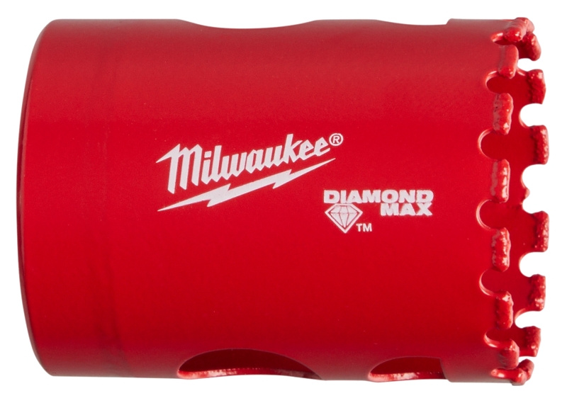 Milwaukee Diamond MAX 49-56-5630 Hole Saw, 1-1/2 in Dia, 1/2 in D Cutting, 5/8-18 Arbor, 4 TPI, Diamond Cutting Edge