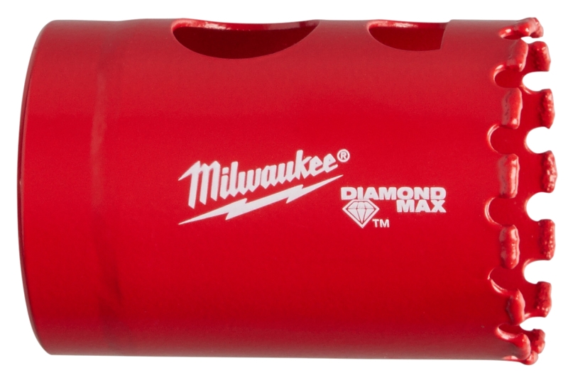 Milwaukee Diamond MAX 49-56-5620 Hole Saw, 1-1/4 in Dia, 1/2 in D Cutting, 5/8-18 Arbor, 4 TPI, Diamond Cutting Edge