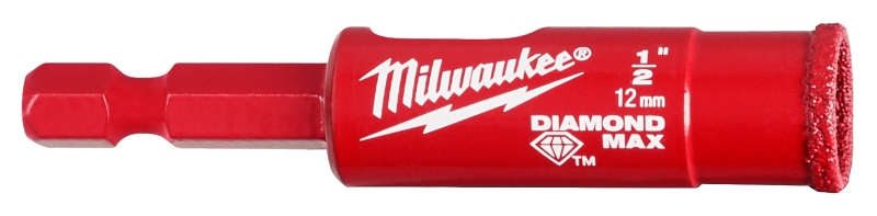 Milwaukee Diamond MAX 49-56-0511 Hole Saw Bit, 1/2 in Dia, 1/2 in D Cutting, 5/8-18 Arbor, Diamond Cutting Edge