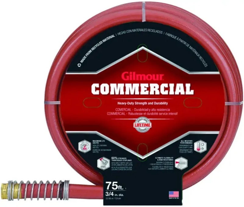 Gilmour 840751 Garden Hose, 3/4 in, 75 ft L, Rubber/Vinyl, Red