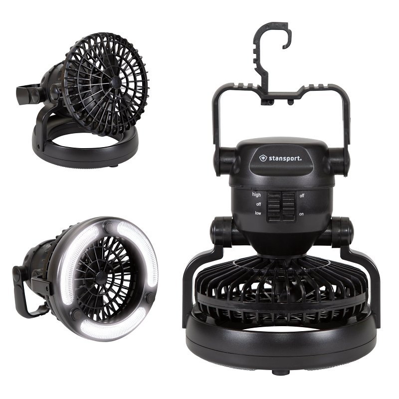 Stansport 450 Lantern and Fan Combo, 18-Lamp, LED Lamp, 40 Lumens Lumens, 240 hr Max Runtime, Black, Pack of 3