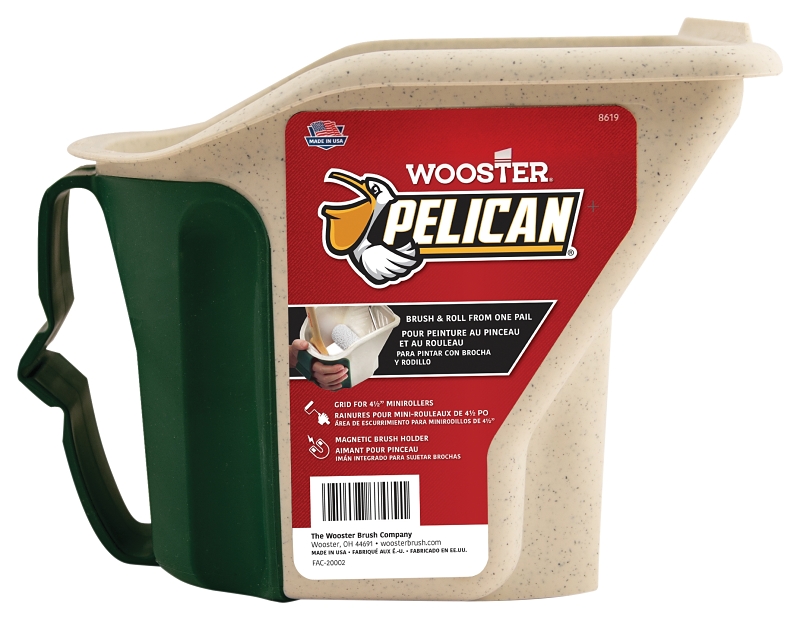 Wooster 8619 Paint Pail, 1 qt Capacity, Polypropylene, Off-White