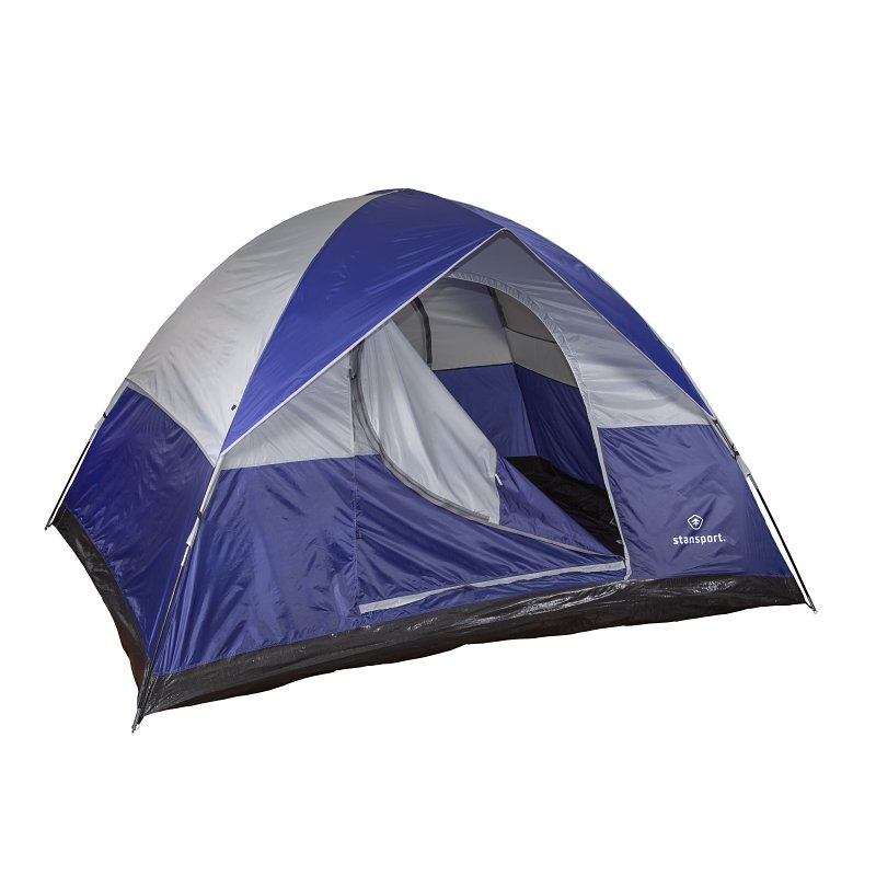 Stansport 733 Teton Dome Tent, 96 in L, 120 in W, 6 Person, Blue/White