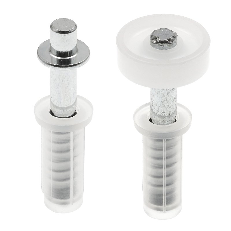 Prime-Line N 7266 Door Pivot and Guide Set, 3/8 in Dia Base, 1 in H Base, Plastic/Steel, 2/PK