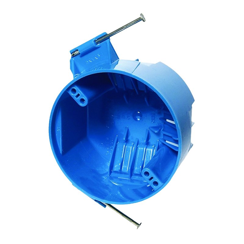 Carlon B620KR-CFB Fan-Rated Ceiling Box, 4 in W, 15 in D, 3-1/2 in H, 1-Gang, Polycarbonate, Blue, Pack of 30
