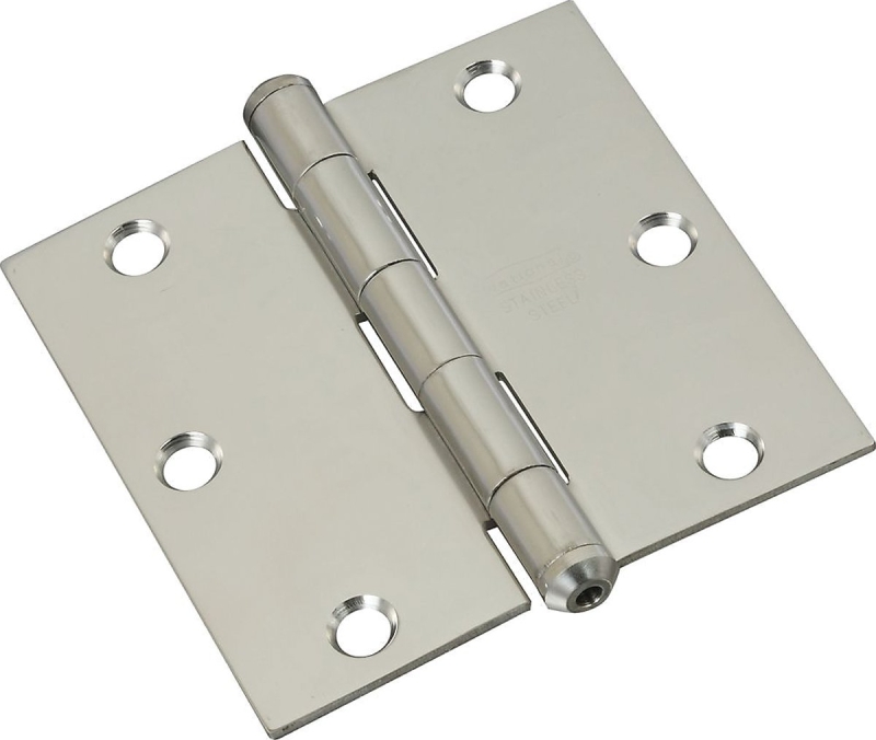National Hardware N830-277 Square Corner Door Hinge, Stainless Steel, Zinc-Plated, Non-Rising, Removable Pin, 50 lb