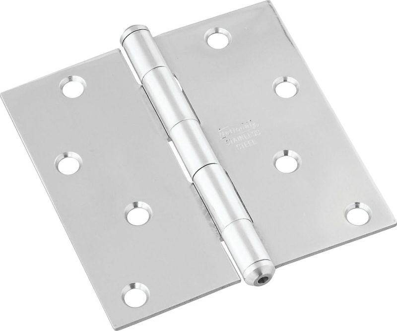 National Hardware N830-276 Square Corner Door Hinge, Stainless Steel, Zinc-Plated, Non-Rising, Removable Pin, 55 lb