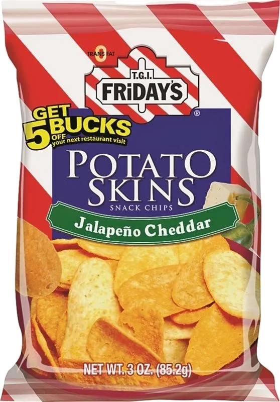 TGI Fridays 515432 Snack Chips, Cheddar, Jalapeno, 3 oz Bag, Pack of 6