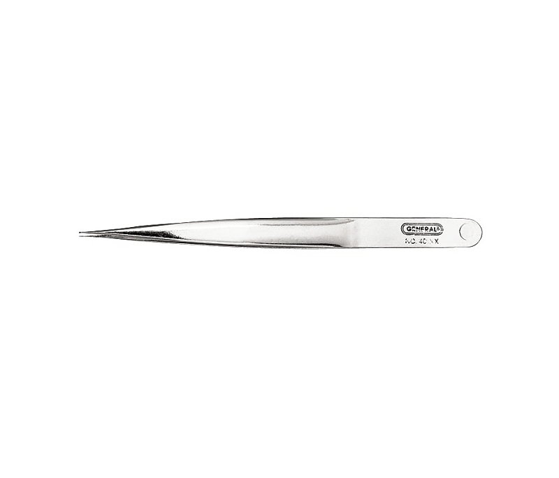 General 401XX Industrial Tweezer Set, Strong Sharp Point, Stainless Steel, Nickel-Plated, 4-1/2 in OAL