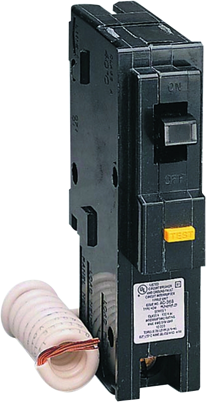 Square D Homeline HOM120GFICP Miniature Circuit Breaker, 20 A, 1-Pole, 120 V, Fixed Trip, Plug Mounting, Black