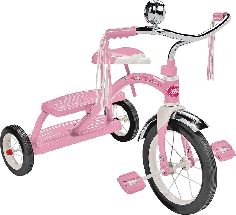 Radio Flyer 33P Dual Deck Tricycle Pink 2 1 2 to 5 years Steel Frame 12 x 1 1 4 in Front Wheel VORG4454690 33P
