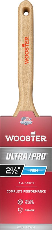 Wooster 4175-2-1/2 Paint Brush, 2-1/2 in W, Flat Sash Brush, 2-15/16 in L Bristle, Nylon/Polyester Bristle