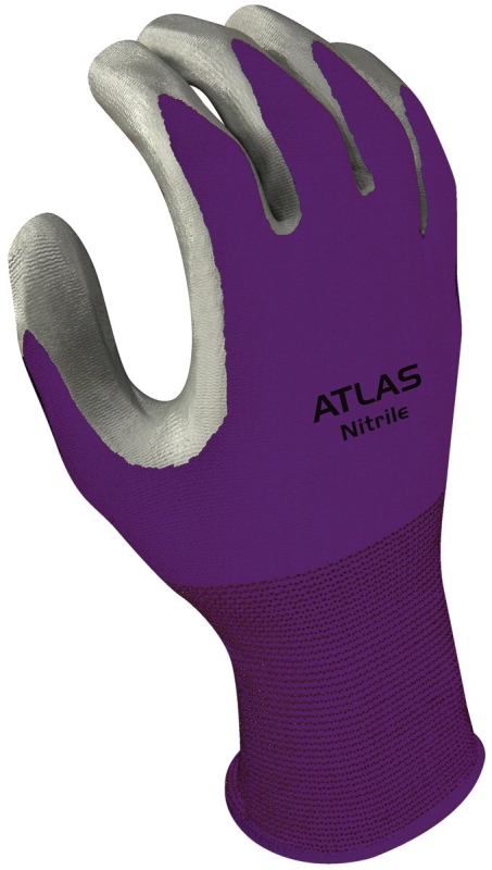 Showa 370PLXS-05.RT Ergonomic Protective Gloves, XS, Knit Wrist Cuff, Nitrile Coating, Nylon Glove, Purple