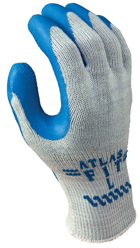 Showa 300XL-10.RT Industrial Gloves, XL, Knit Wrist Cuff, Natural Rubber Coating, Cotton/Polyester Glove
