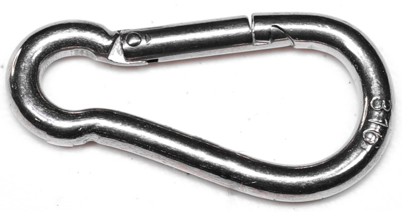 Baron 2450S-3/16 Spring Hook, 3/16 in, 100 lb Working Load, Stainless Steel, Zinc-Plated