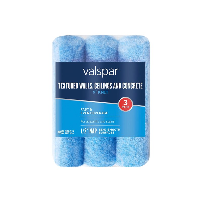 Valspar 888972950 Paint Roller Cover, 1/2 in Thick Nap, 9 in L, Polyester Cover