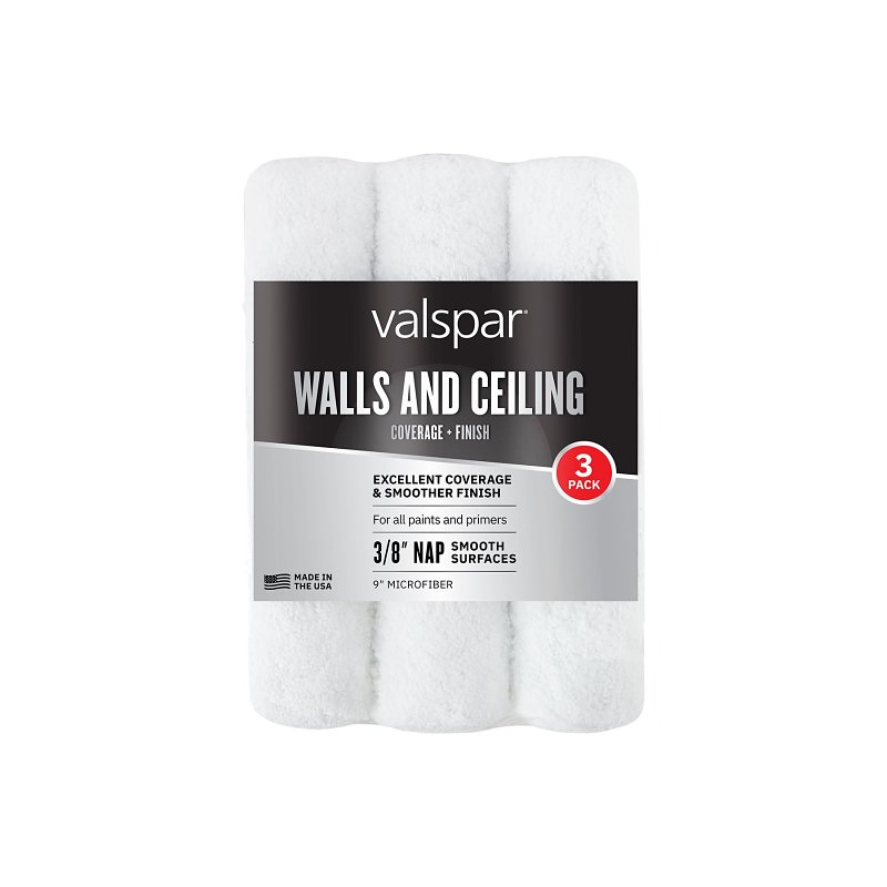 Valspar Wall and Ceilings Series 888630930 Paint Roller Cover, 3/8 in Thick Nap, 9 in L, Microfiber Cover