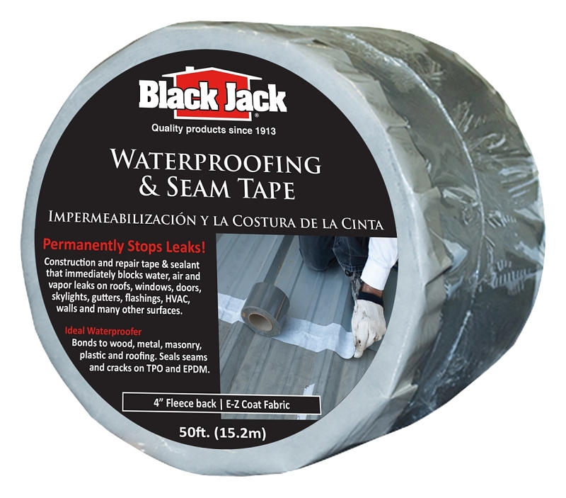 Black Jack 9086-1-75 Waterproofing and Seam Tape, 50 ft L, 4 in W, Polyester Backing, Gray