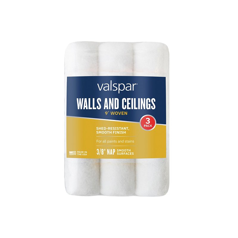 Valspar Wall and Ceilings Series 888553900 Paint Roller Cover, 3/8 in Thick Nap, 9 in L, Polyester Cover