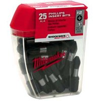 Milwaukee SHOCKWAVE 48-32-4604 Impact-Duty Screwdriver Insert Bit, #2 Drive, Phillips Drive, 1/4 in Shank, Hex Shank