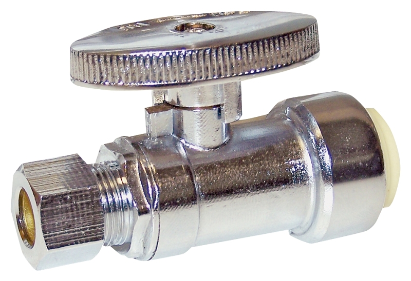 ProBite 1191-932HC Ball Valve, 1/2 x 3/8 in Connection, Push-Fit x Compression, 200 psi Pressure, Manual Actuator