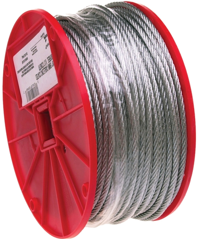 Campbell 7000927 Aircraft Cable, 5/16 in Dia, 200 ft L, 1960 lb Working Load, Galvanized