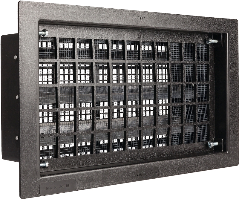 Master Flow FVRABL Automatic Foundation Vent, 16 in W, 8 in H, 57 sq-in Net Free Ventilating Area, Polyethylene, Black