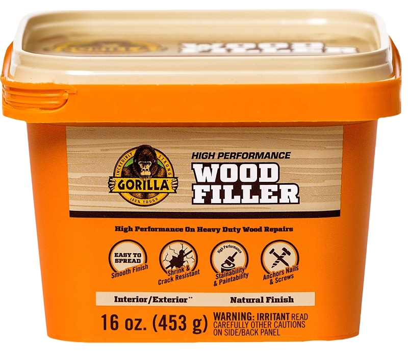 Gorilla 107103 Wood Filler, Liquid, Paste, Mild, Tan, 16 oz Tub, Pack of 6