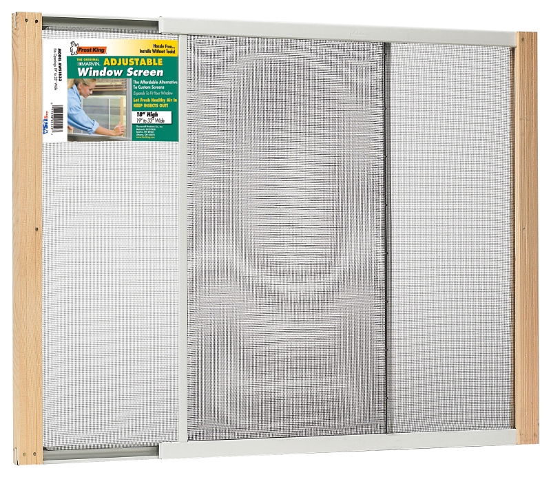 Frost King W.B. Marvin AWS1833 Window Screen, 18 in L, 19 to 33 in W, Aluminum, Aluminum-Coated/Steel-Plated, Steel/Tan