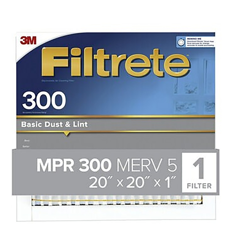 Filtrete 302-4 Air Filter, 20 in L, 20 in W, 5 MERV, 300 um MPR, Synthetic Frame, Pack of 4