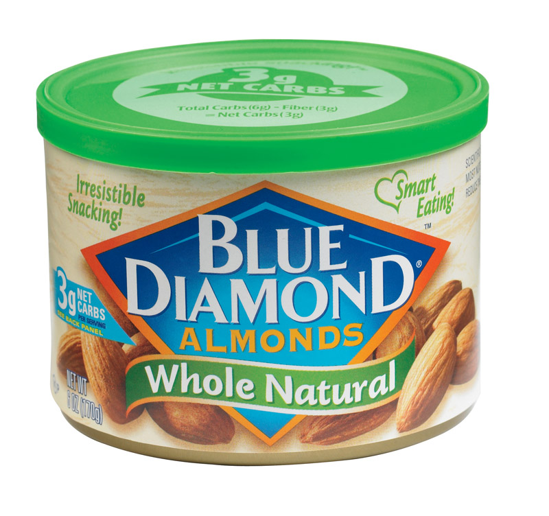 Blue Diamond Whole Natural Almonds 6 oz Can Pack of 12