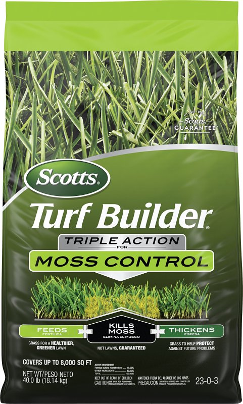 Scotts Turf Builder 40212 Moss Killer and Lawn Fertilizer, Granular, Dark Brown/Tan, 40 lb Bag