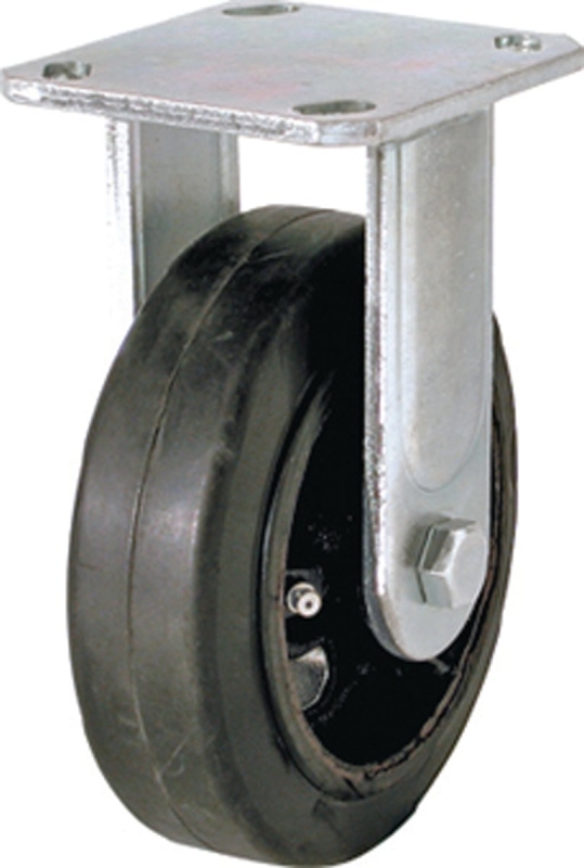 Shepherd Hardware 9494 Mold-On Rigid Caster, 6 in Dia Wheel, 2 in W Wheel, Rubber Wheel, Black, 410 lb