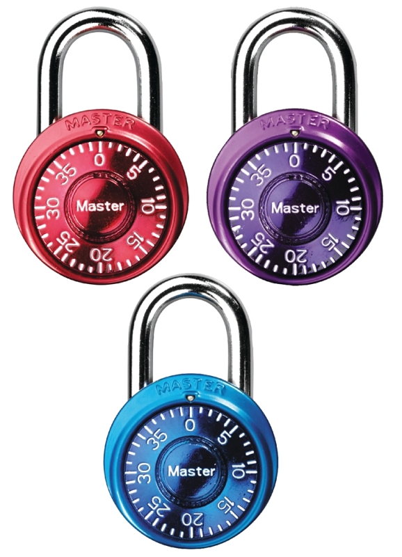 Master Lock 1533TRI Padlock, Keyless/Non-Keyed Key, 3/16 in Dia Shackle, 11/16 in H Shackle, Steel Shackle, Anodized